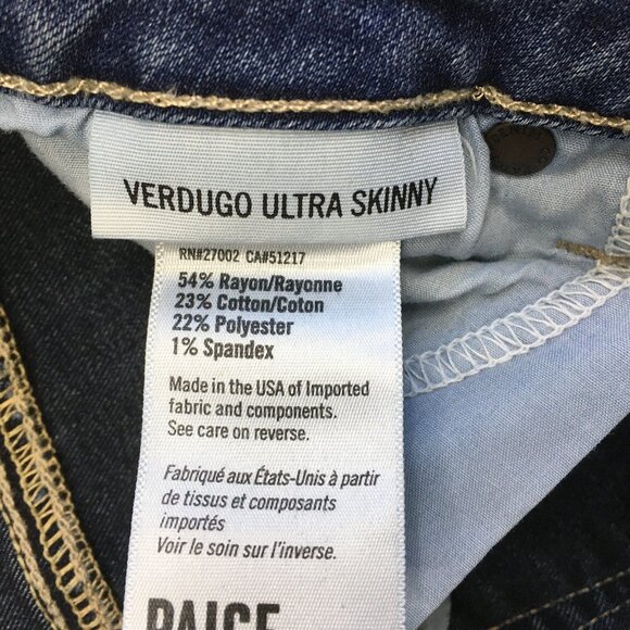 PAIGE Premium Denim Lex Wash 5 Pocket Logo Hardware Verdugo Ultra Skinny Jeans - Picture 3 of 13